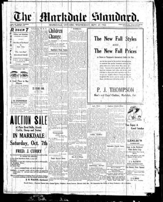 Markdale Standard (Markdale, Ont.1880), 27 Sep 1922