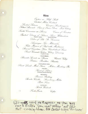 A menu from the Empress of Canada