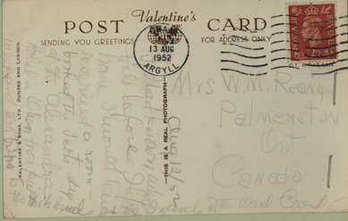 Postcard to Mrs. W.M. Reany Aug 12, 1925