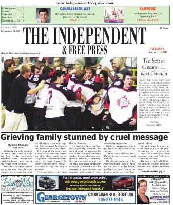 Independent & Free Press (Georgetown, ON), 17 Aug 2010