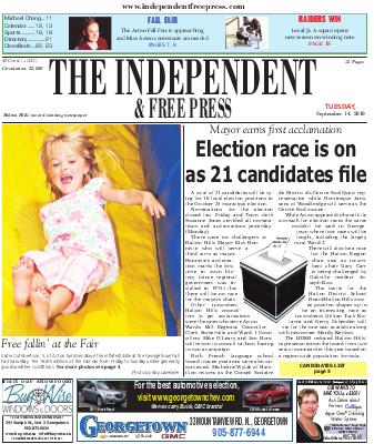 Independent & Free Press (Georgetown, ON), 14 Sep 2010