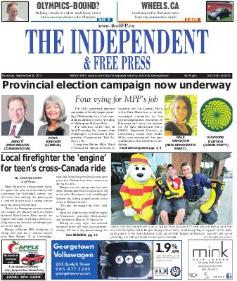 Independent & Free Press (Georgetown, ON), 8 Sep 2011