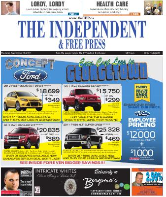 Independent & Free Press (Georgetown, ON), 15 Sep 2011