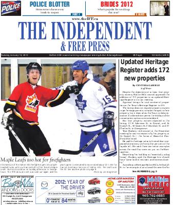 Independent & Free Press (Georgetown, ON), 10 Jan 2012