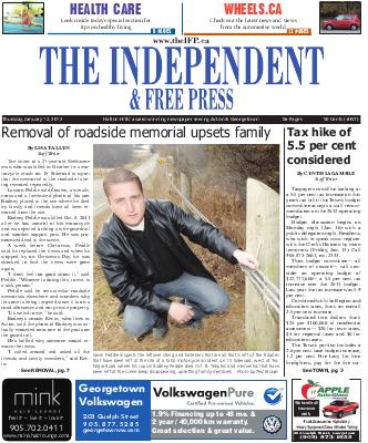 Independent & Free Press (Georgetown, ON), 12 Jan 2012