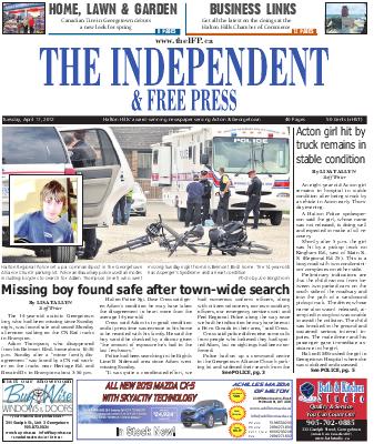 Independent & Free Press (Georgetown, ON), 17 Apr 2012