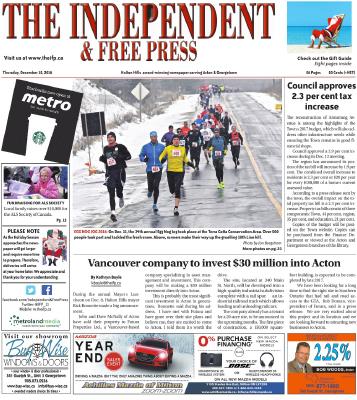 Independent & Free Press (Georgetown, ON), 15 Dec 2016