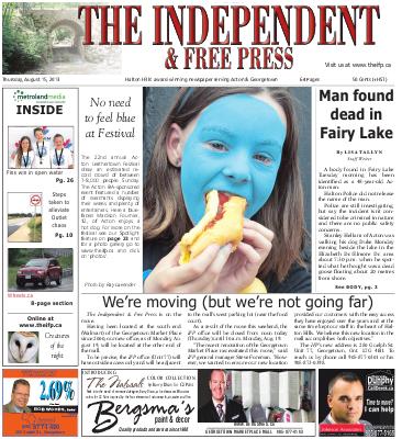 Independent & Free Press (Georgetown, ON), 15 Aug 2013