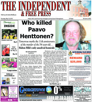 Independent & Free Press (Georgetown, ON), 16 May 2013