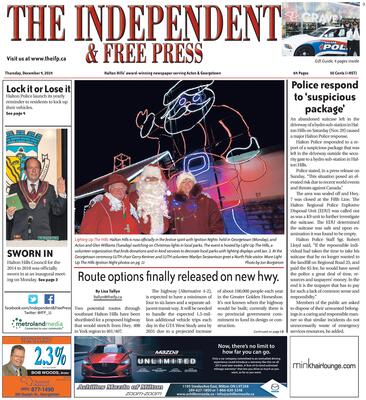 Independent & Free Press (Georgetown, ON), 4 Dec 2014