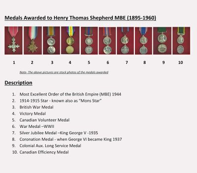 Medals awarded to Henry Shepherd