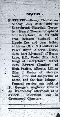 Henry Shepherd Obituary