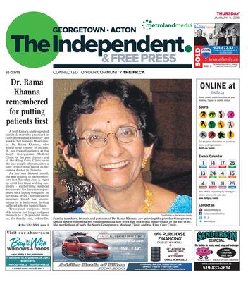 Independent & Free Press (Georgetown, ON), 11 Jan 2018