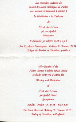 L’École Sacré-Cœur Event Invitation