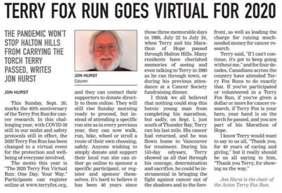 Terry Fox Run Goes Virtual