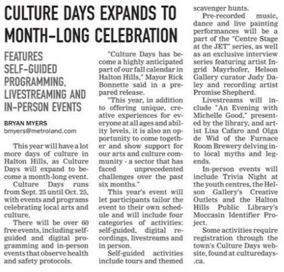 Culture Days Extends to Month-Long Celebration