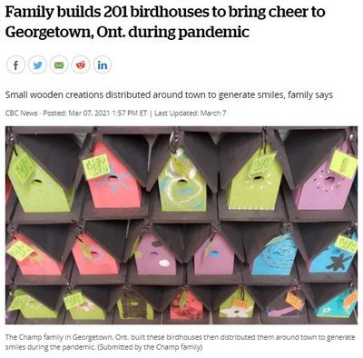 Georgetown Family Featured on CBC for Birdhouse Covid Project