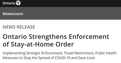 Province-wide Emergency Stay-at Home Order