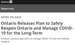 Ontario Releases Plan to Reopen Safely