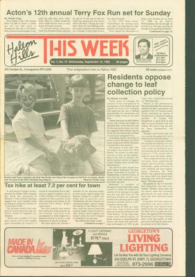 Halton Hills This Week (Georgetown, ON), 16 September 1992