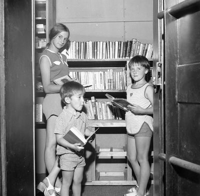 First customers at the new Esquesing Township Library