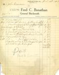 Fred C. Bonathan, General Blacksmith, receipt