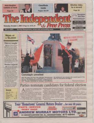 Independent & Free Press (Georgetown, ON), 1 Nov 2000