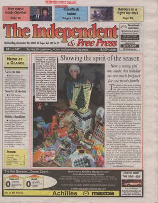 Independent & Free Press (Georgetown, ON), 20 Dec 2000