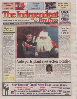 Independent & Free Press (Georgetown, ON), 26 Dec 2000