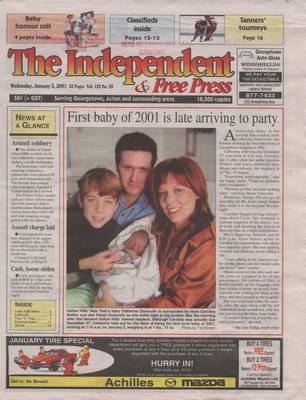 Independent & Free Press (Georgetown, ON), 3 Jan 2001