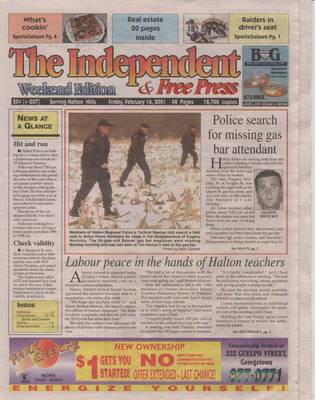 Independent & Free Press (Georgetown, ON), 16 Feb 2001