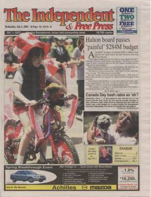 Independent & Free Press (Georgetown, ON), 4 Jul 2001