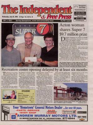 Independent & Free Press (Georgetown, ON), 25 Jul 2001