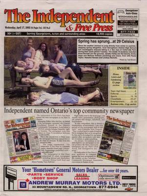 Independent & Free Press (Georgetown, ON), 17 Apr 2002