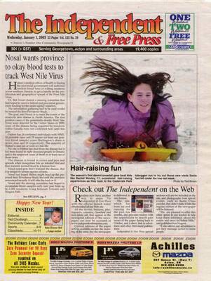 Independent & Free Press (Georgetown, ON), 1 Jan 2003