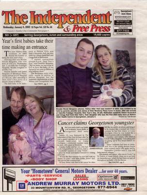 Independent & Free Press (Georgetown, ON), 8 Jan 2003