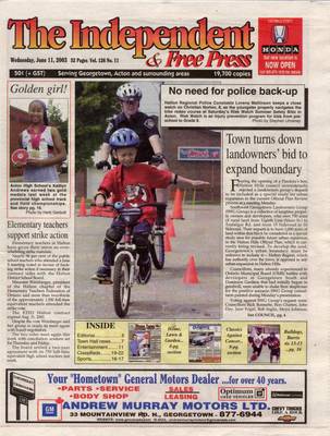 Independent & Free Press (Georgetown, ON), 11 Jun 2003