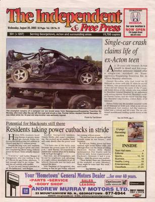 Independent & Free Press (Georgetown, ON), 20 Aug 2003