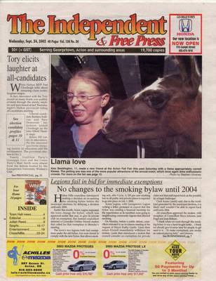 Independent & Free Press (Georgetown, ON), 24 Sep 2003