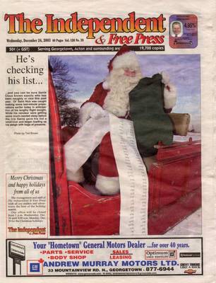 Independent & Free Press (Georgetown, ON), 24 Dec 2003