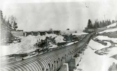 Dam and Flume to Power House, Little Rapids, 1923
