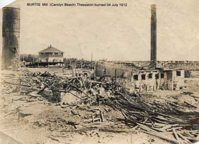 Burtis Mill (Carolyn Beach) Thessalon, Burned July 4, 1912