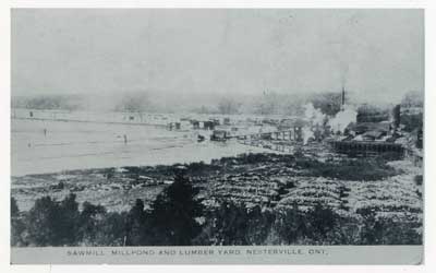 Sawmill Millpond and Lumber Yard, Nesterville, Ontario, Circa 1917