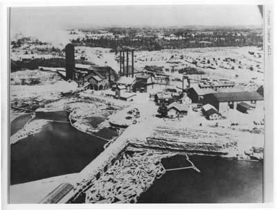 Close-up Aerial View of former Lumber Mill, Thessalon, circa 1935