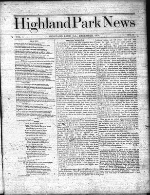 Highland Park News (1874), 1 Dec 1874