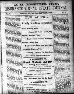 D.M. Erskine, Jr.’s Insurance and Real Estate Journal (1883), 1 Jan 1884