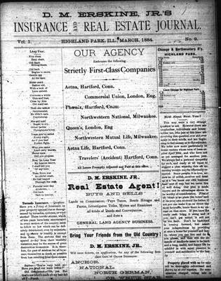 D.M. Erskine, Jr.’s Insurance and Real Estate Journal (1883), 1 Mar 1884