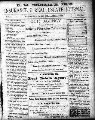 D.M. Erskine, Jr.’s Insurance and Real Estate Journal (1883), 1 Apr 1884