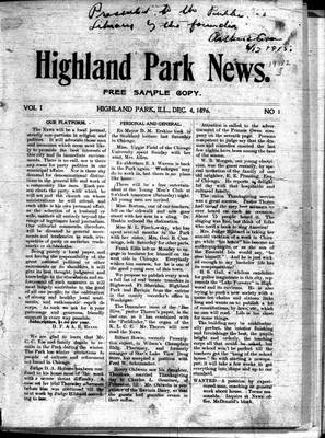 Highland Park News (1874), 4 Dec 1896