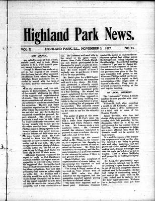 Highland Park News (1874), 5 Nov 1897